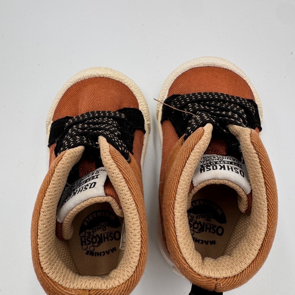 OshKosh B'gosh Toddler Size 4 Boys Girls Kids Brown Black HighTop Sneakers Shoes - Picture 5 of 7